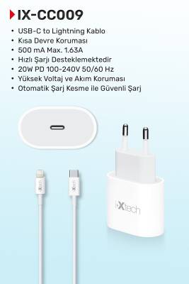 IXTECH IX-CC009 20W PD,TYPE-C TO LIGHTNING KABLOLU SEYEHAT SETI BEYAZ - 1