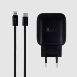 IXTECH IX-CC010 18W PD+USB QC3.0,TYPE-C TO LIGHTNING KABLOLU SEYEHAT SETI SIYAH 