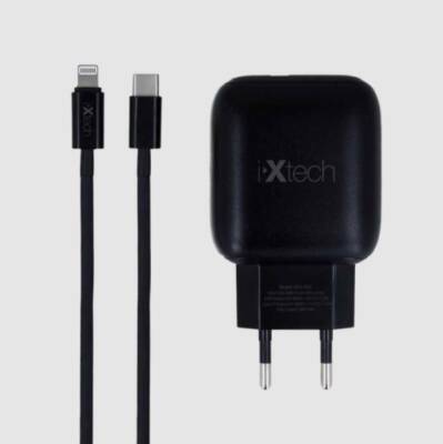 IXTECH IX-CC010 18W PD+USB QC3.0,TYPE-C TO LIGHTNING KABLOLU SEYEHAT SETI SIYAH - 1