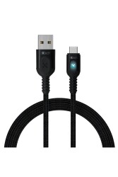 IXTECH IX-UC010 -TYPE-C USB KABLO 1M 3.1AMPER HIZLI SARJ ORME KABLO X ISIKLI KABLO SIYAH SIYAH 